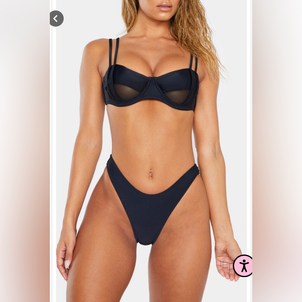 Black Underwired Mesh Cut Out Bikini